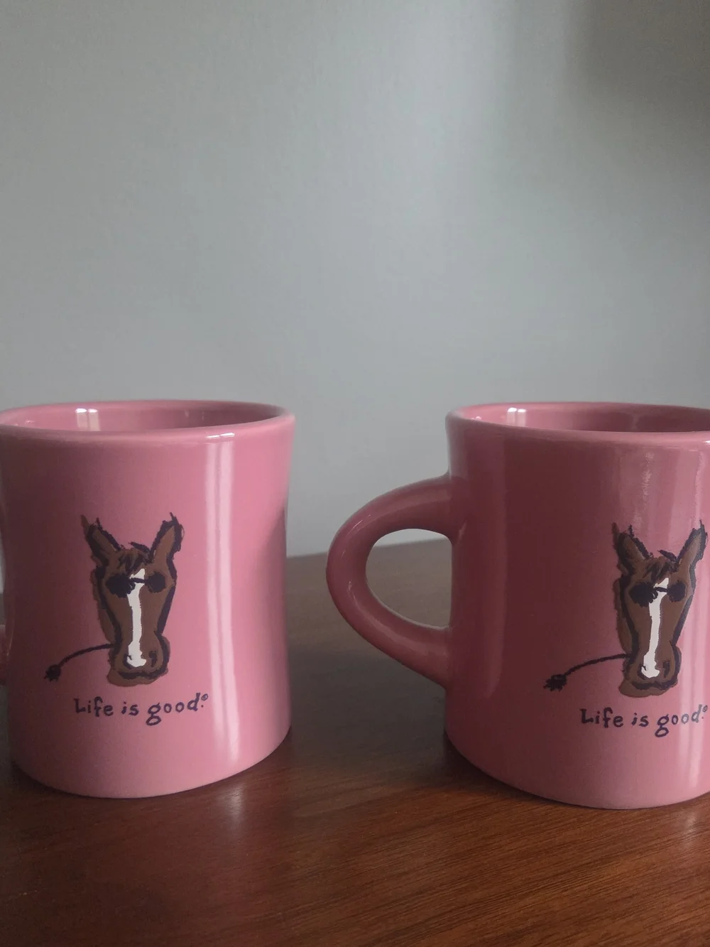 Two Life Is Good Horse Pink Coffee Mugs